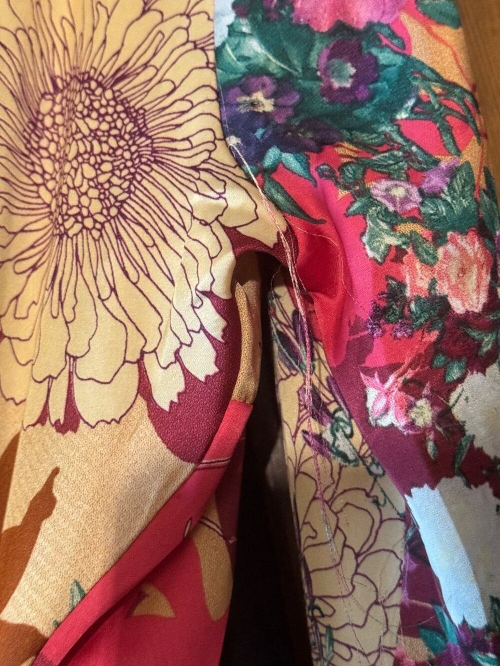 Lulus Put On a Smile Burgundy Floral Satin Wrap Maxi Dress Size XL Long Sleeve - Picture 7 of 8